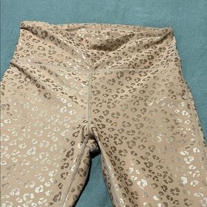 Leopard Print Women's Leggings in Tan and Silver